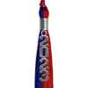 Royal Blue/Red Graduation Tassel With Silver Stacked Date Drop - Endea Graduation