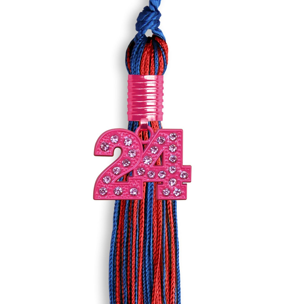 Royal Blue/Red Mixed Color Graduation Tassel With Pink Bling Charm 2024 - Endea Graduation