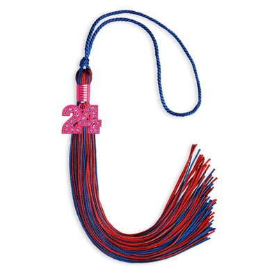 Royal Blue/Red Mixed Color Graduation Tassel With Pink Bling Charm 2024 - Endea Graduation