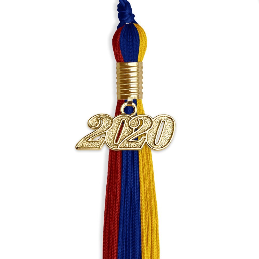 Royal Blue/Red/Gold Graduation Tassel With Gold Date Drop - Endea Graduation