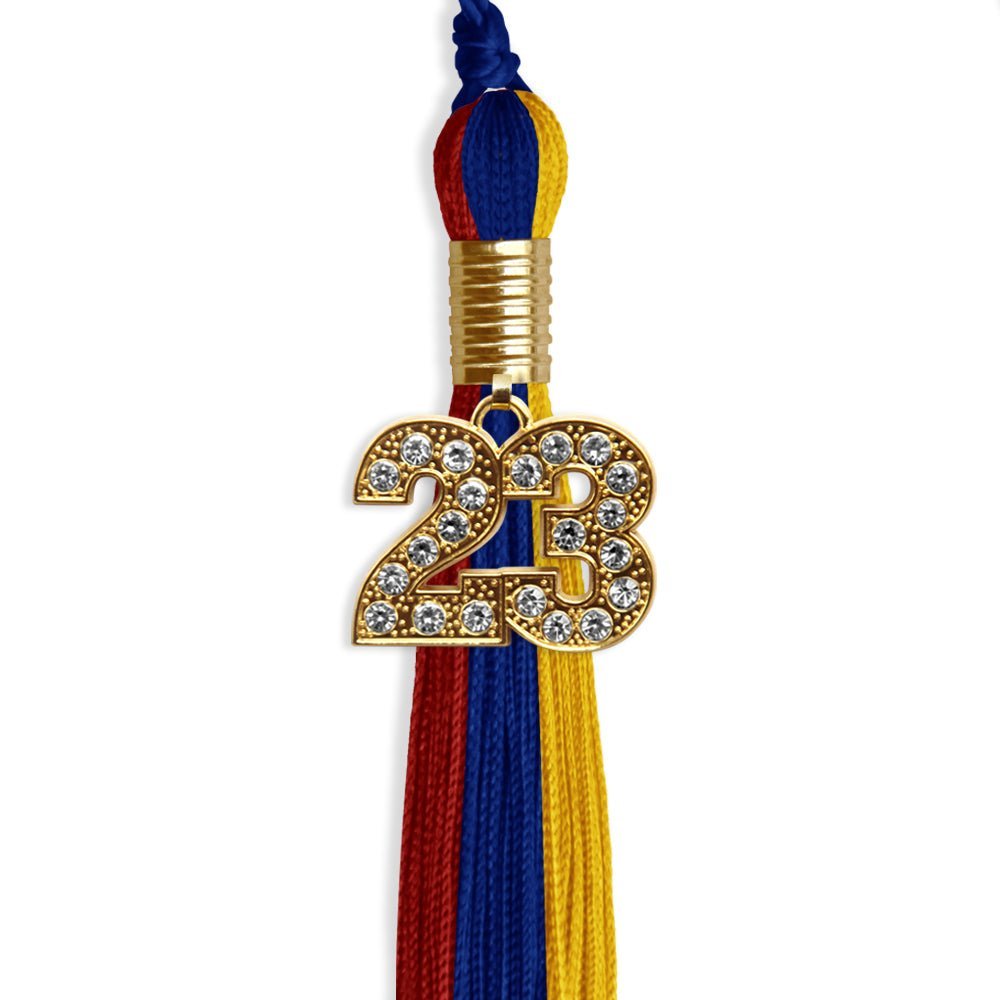 Royal Blue/Red/Gold Graduation Tassel With Gold Date Drop - Endea Graduation