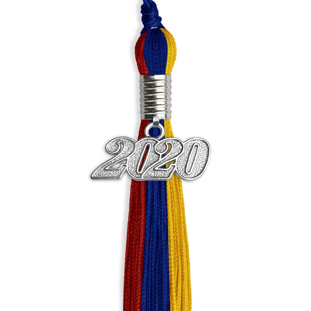 Royal Blue/Red/Gold Graduation Tassel With Silver Date Drop - Endea Graduation