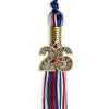 Royal Blue/Red/White Mixed Color Graduation Tassel With Gold Date Drop - Endea Graduation