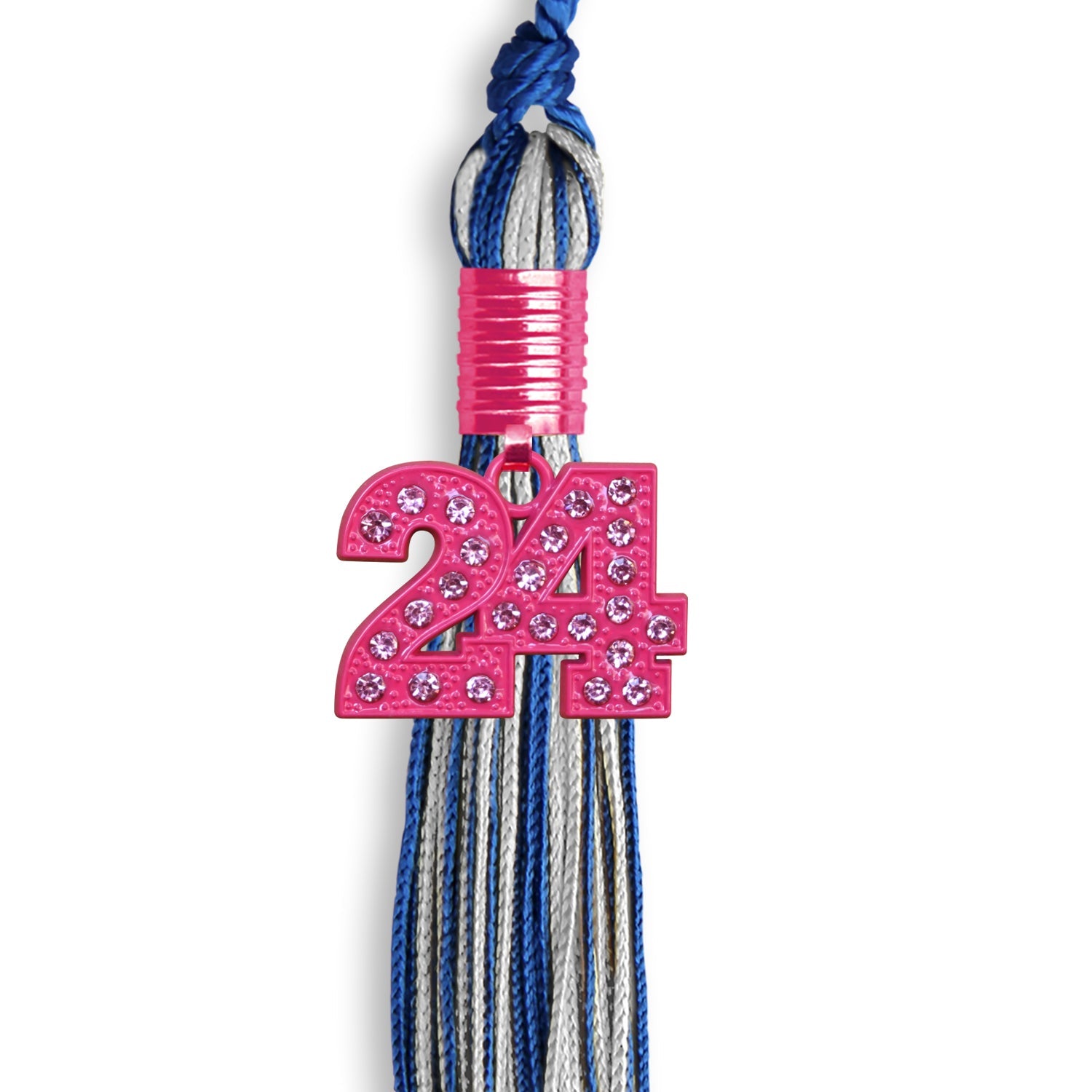 Royal Blue/Silver Mixed Color Graduation Tassel With Pink Bling Charm 2024 - Endea Graduation