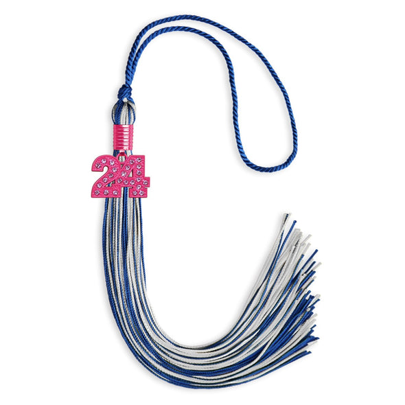 Royal Blue/Silver Mixed Color Graduation Tassel With Pink Bling Charm 2024 - Endea Graduation