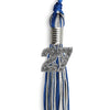Royal Blue/Silver Mixed Color Graduation Tassel With Silver Date Drop - Endea Graduation