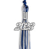 Royal Blue/Silver/White Mixed Color Graduation Tassel With Silver Date Drop - Endea Graduation