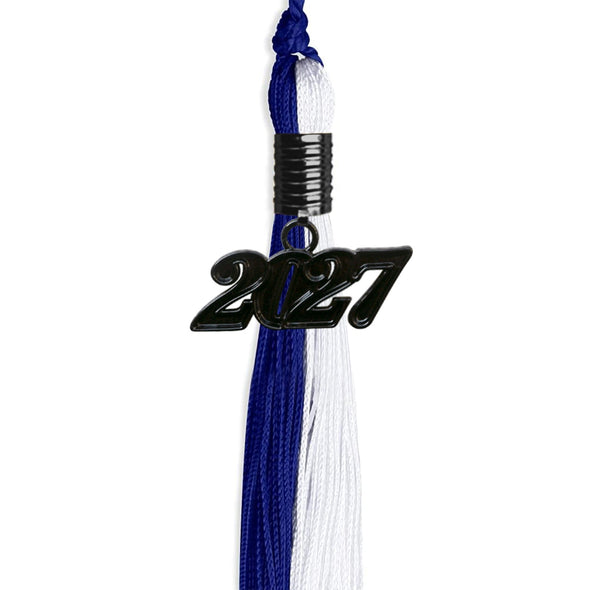 Royal Blue/White Graduation Tassel With Black Date Drop - Endea Graduation