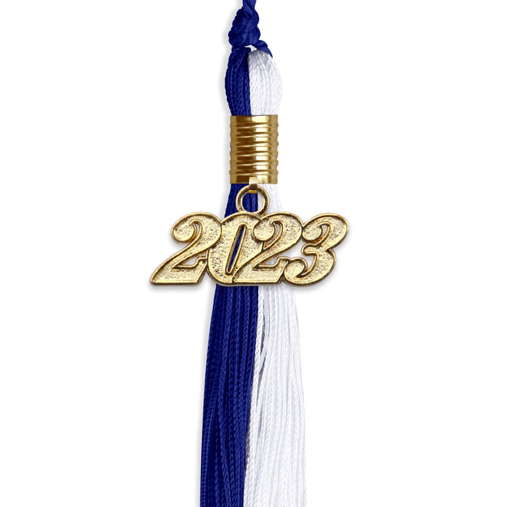 Royal Blue/White Graduation Tassel With Gold Date Drop - Endea Graduation