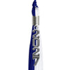 Royal Blue/White Graduation Tassel With Silver Stacked Date Drop - Endea Graduation