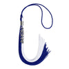 Royal Blue/White Graduation Tassel With Silver Stacked Date Drop - Endea Graduation