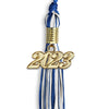 Royal Blue/White Mixed Color Graduation Tassel With Gold Date Drop - Endea Graduation