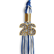 Royal Blue/White Mixed Color Graduation Tassel With Gold Date Drop - Endea Graduation