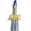 Royal Blue/White Mixed Color Graduation Tassel With Gold Date Drop - Endea Graduation