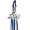 Royal Blue/White Mixed Color Graduation Tassel With Silver Date Drop - Endea Graduation