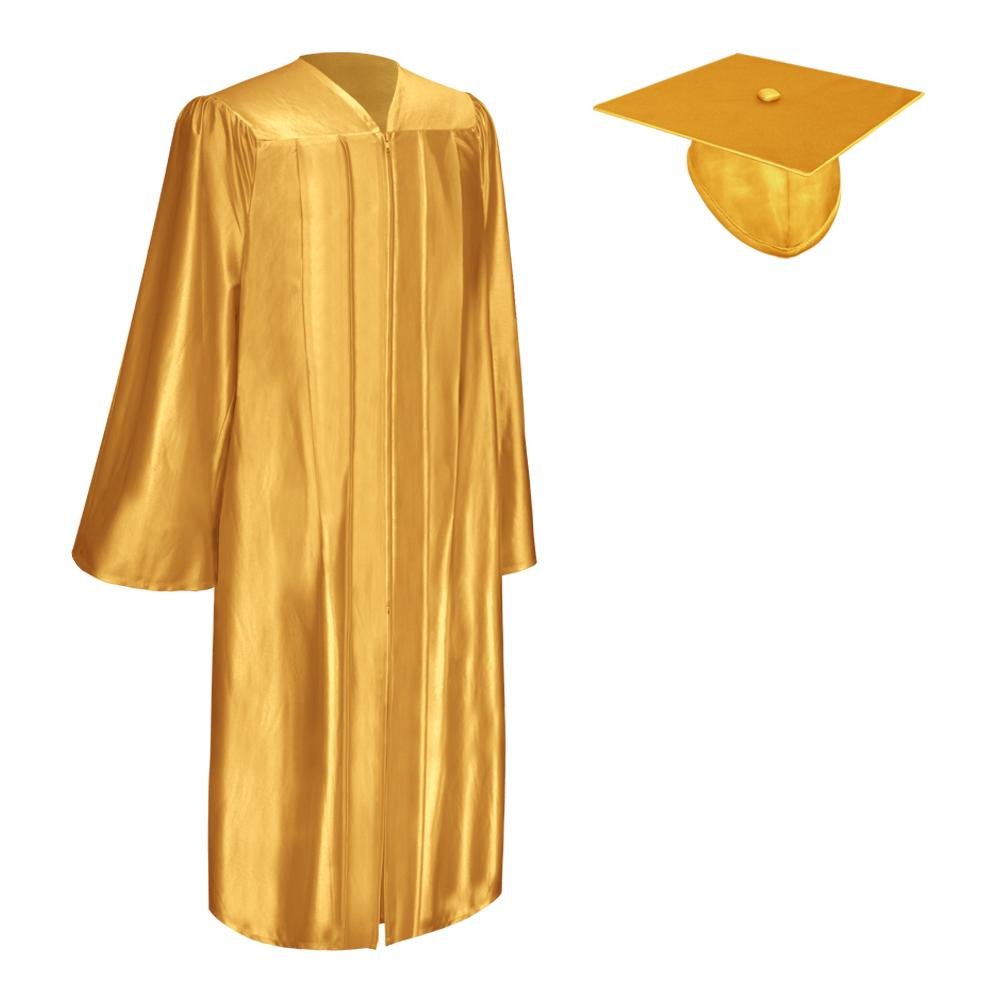 Shiny Antique Gold Graduation Gown & Cap - Endea Graduation