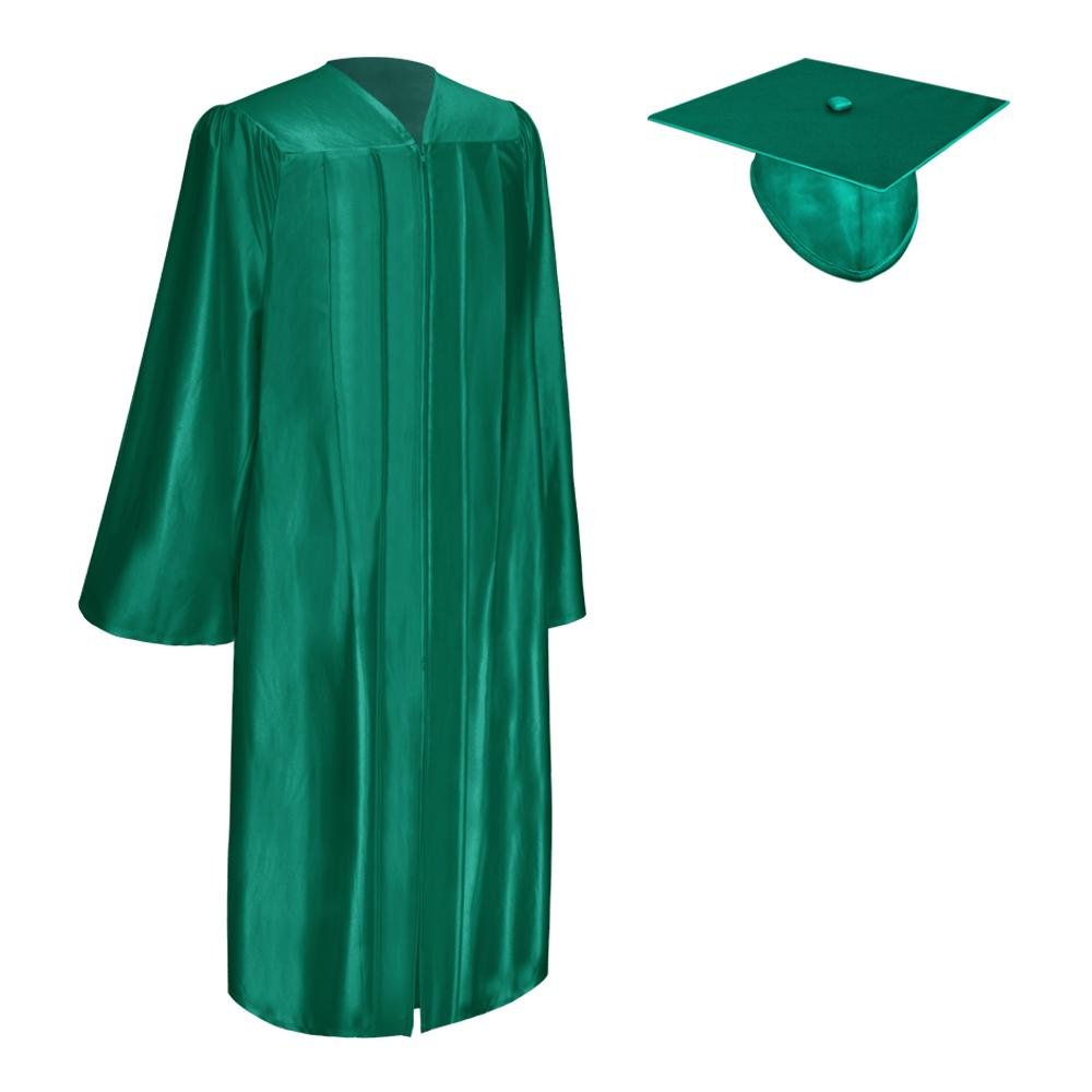 Shiny Emerald Green Graduation Gown & Cap - Endea Graduation