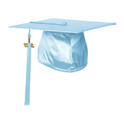 Shiny Light Blue Graduation Cap & Tassel - Endea Graduation