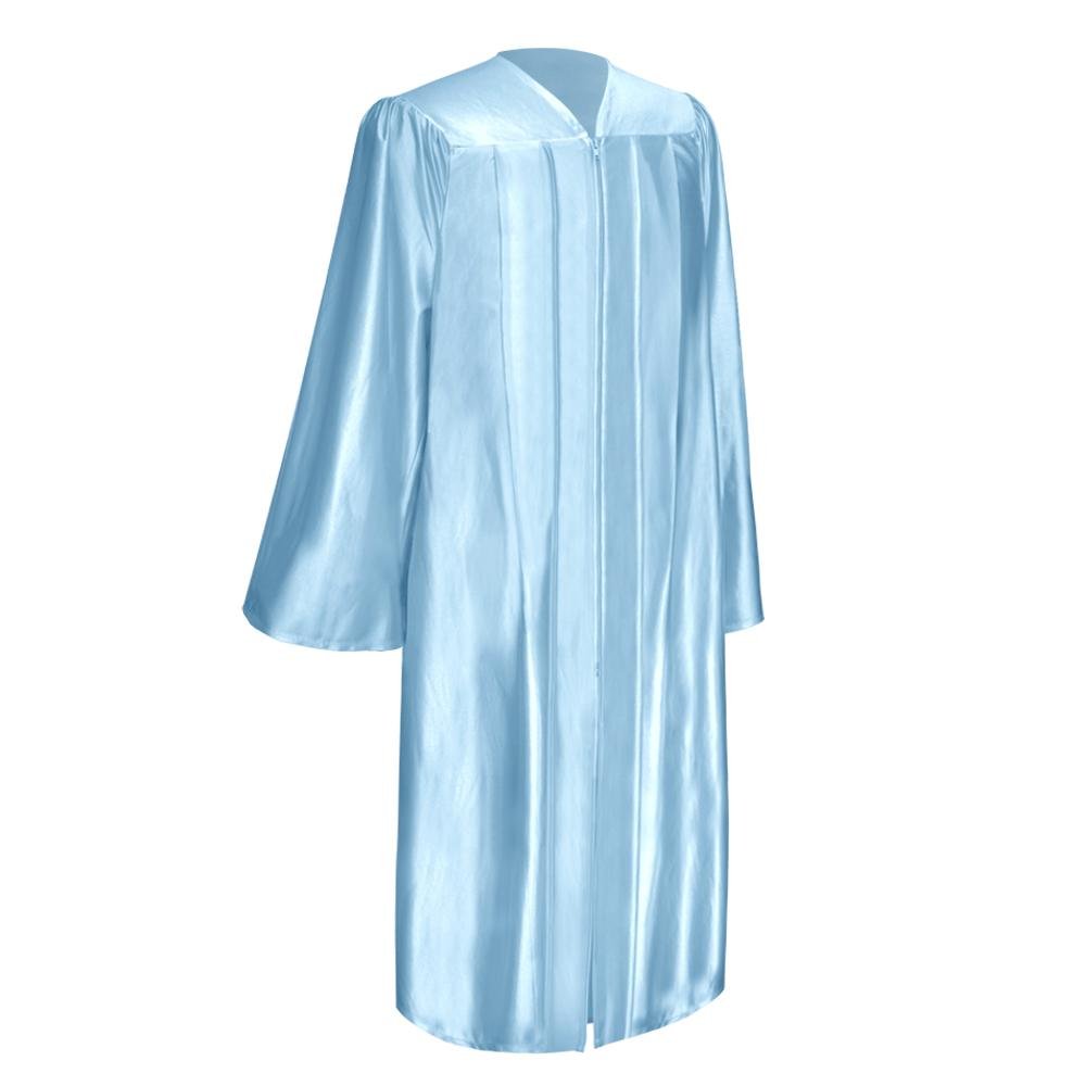Shiny Light Blue Graduation Gown & Cap