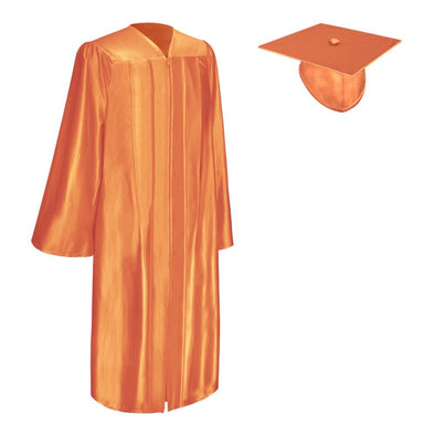 Shiny Orange Graduation Gown & Cap - Endea Graduation
