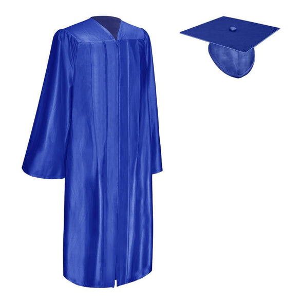 Shiny Royal Blue Graduation Gown & Cap - Endea Graduation