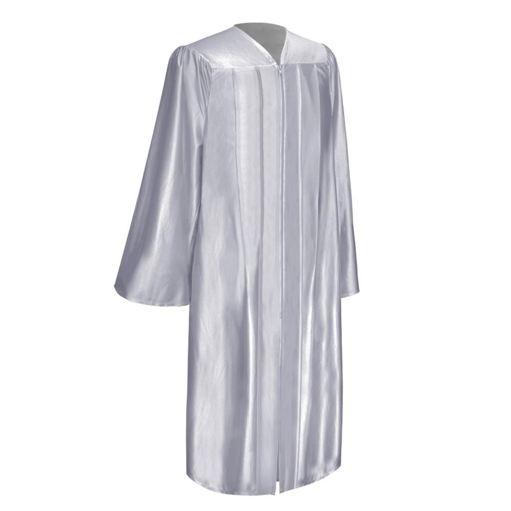 Shiny Silver Graduation Gown - Endea Graduation