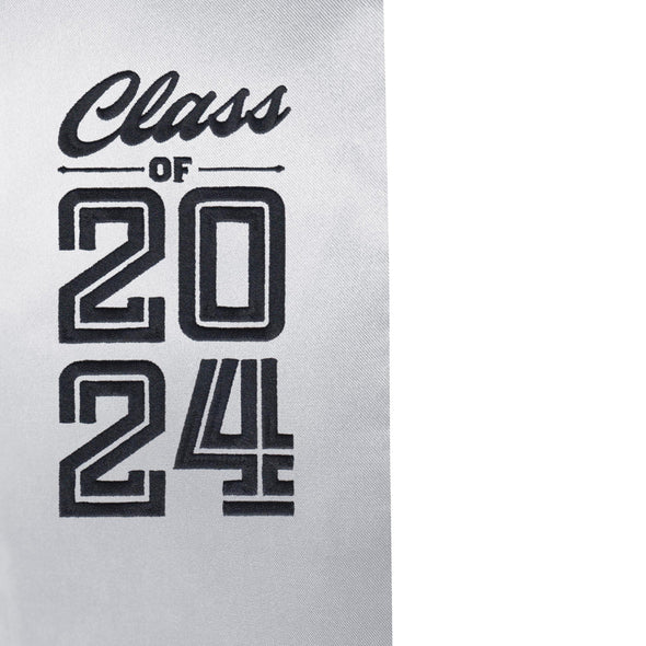 Silver Class of 2024 Graduation Stole/Sash With Classic Tips - Endea Graduation