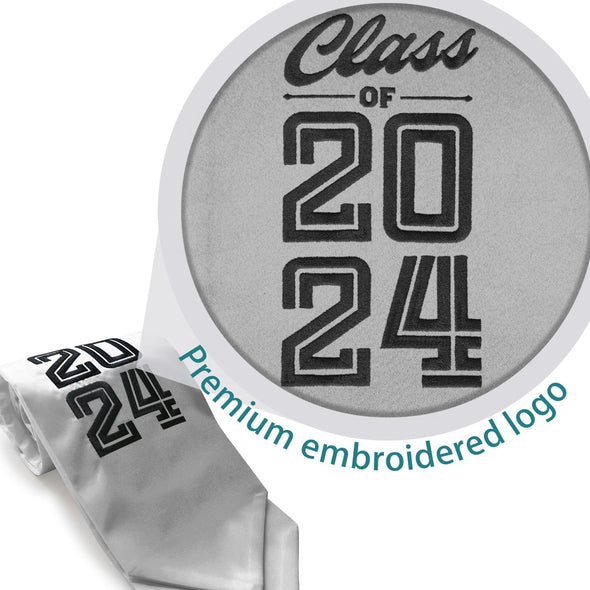 Silver Class of 2024 Graduation Stole/Sash With Classic Tips - Endea Graduation