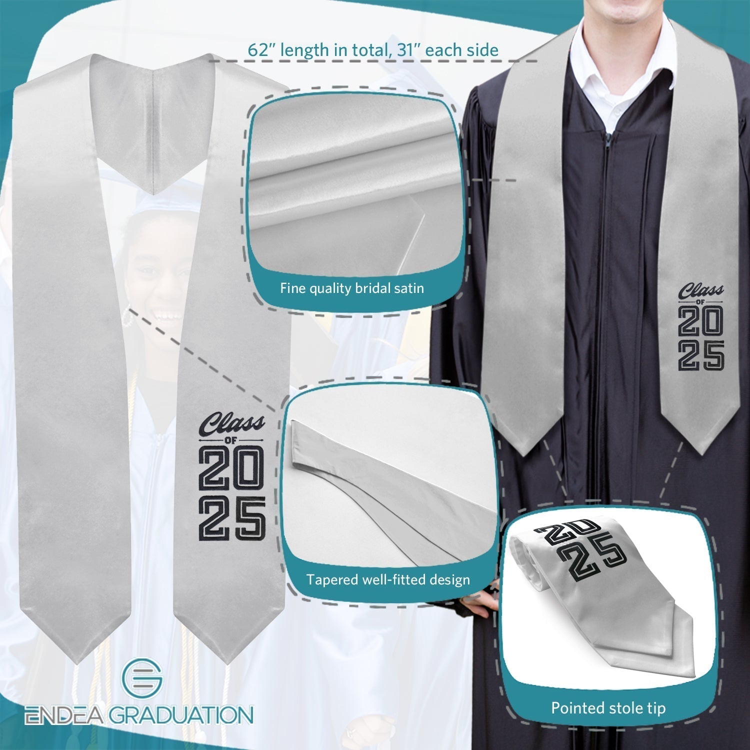 Class Of 2026" Stoles - 2026 Graduation Stoles & Sashes – Graduation Cap And Gown - View #2