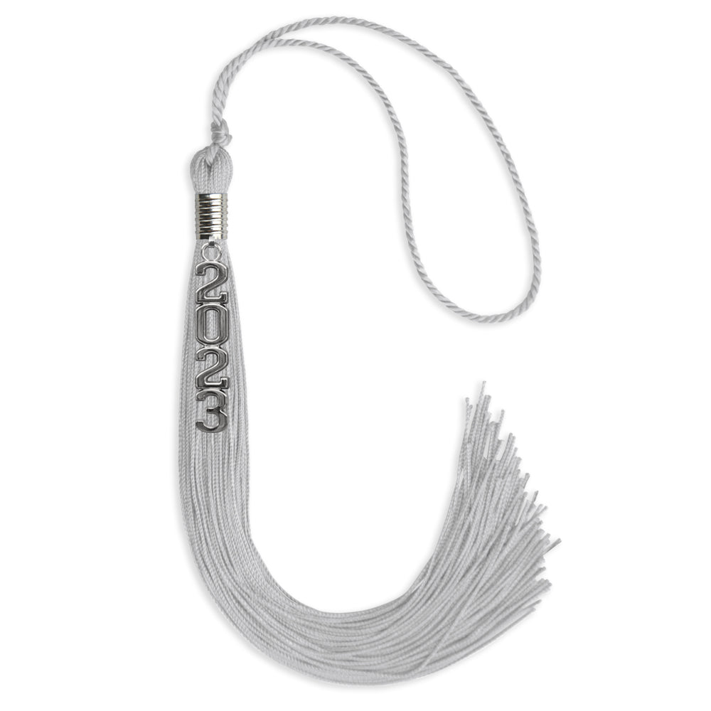 Silver Graduation Tassel With Silver Stacked Date Drop - Endea Graduation