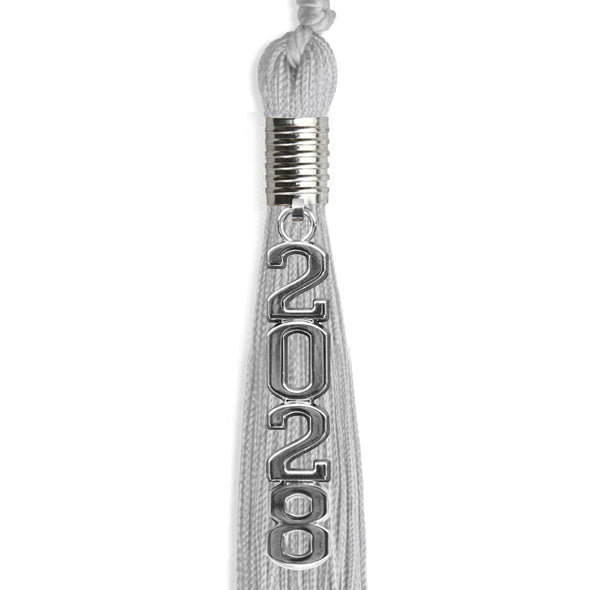 Silver Graduation Tassel With Silver Stacked Date Drop - Endea Graduation