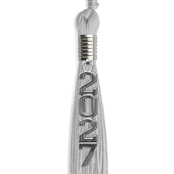 Silver Graduation Tassel With Silver Stacked Date Drop - Endea Graduation