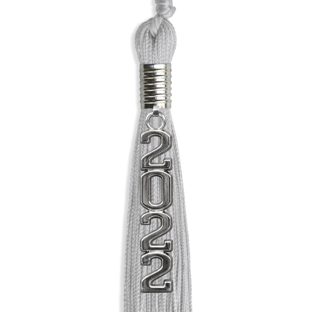 Silver Graduation Tassel With Silver Stacked Date Drop - Endea Graduation