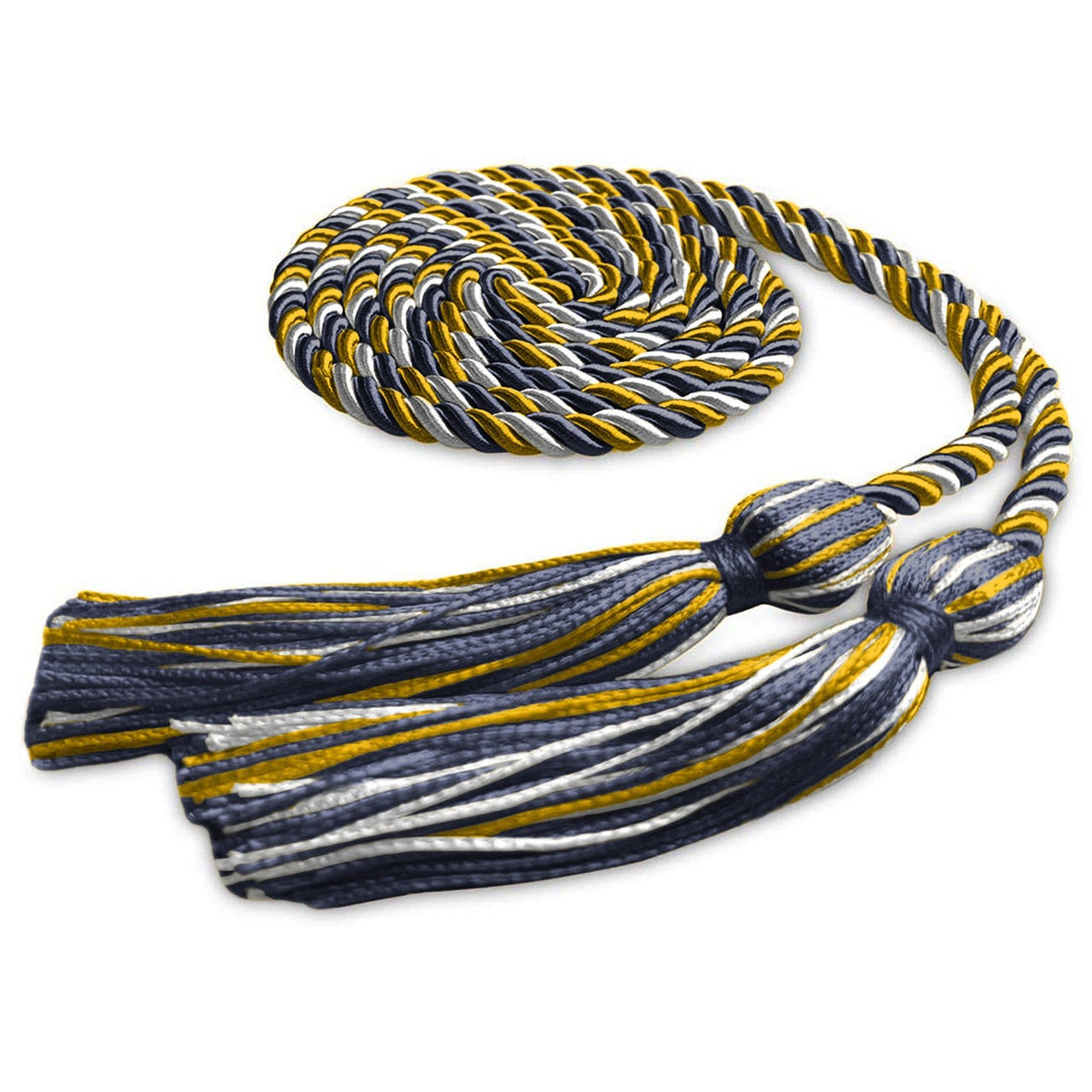 Single Graduation Honor Cord Navy Blue/Gold/White - Endea Graduation