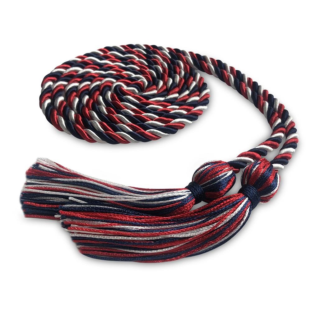 Single Graduation Honor Cord Navy Blue/Red/White - Endea Graduation