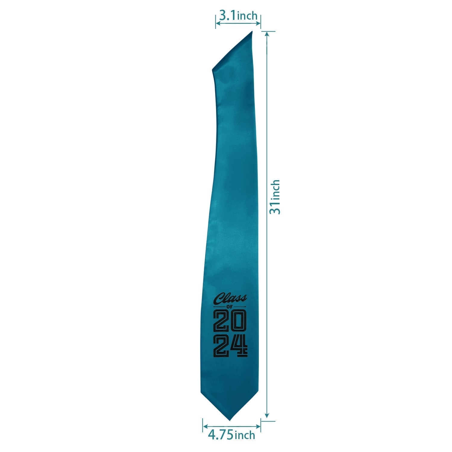 Turquoise Class of 2024 Graduation Stole/Sash With Classic Tips - Endea Graduation