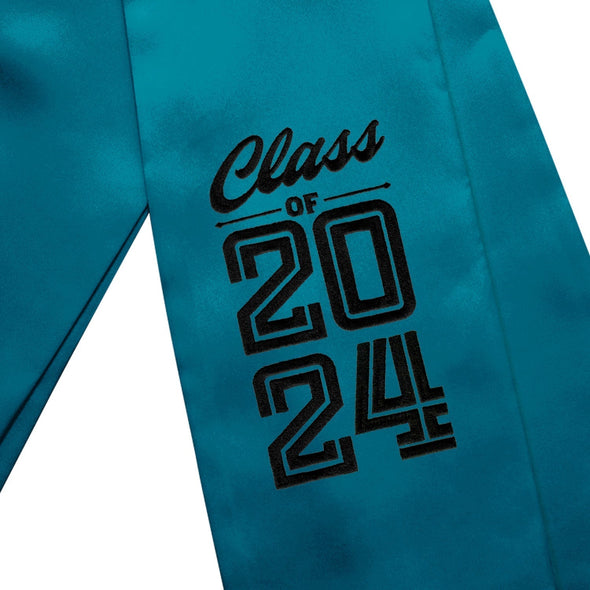 Turquoise Class of 2024 Graduation Stole/Sash With Classic Tips - Endea Graduation