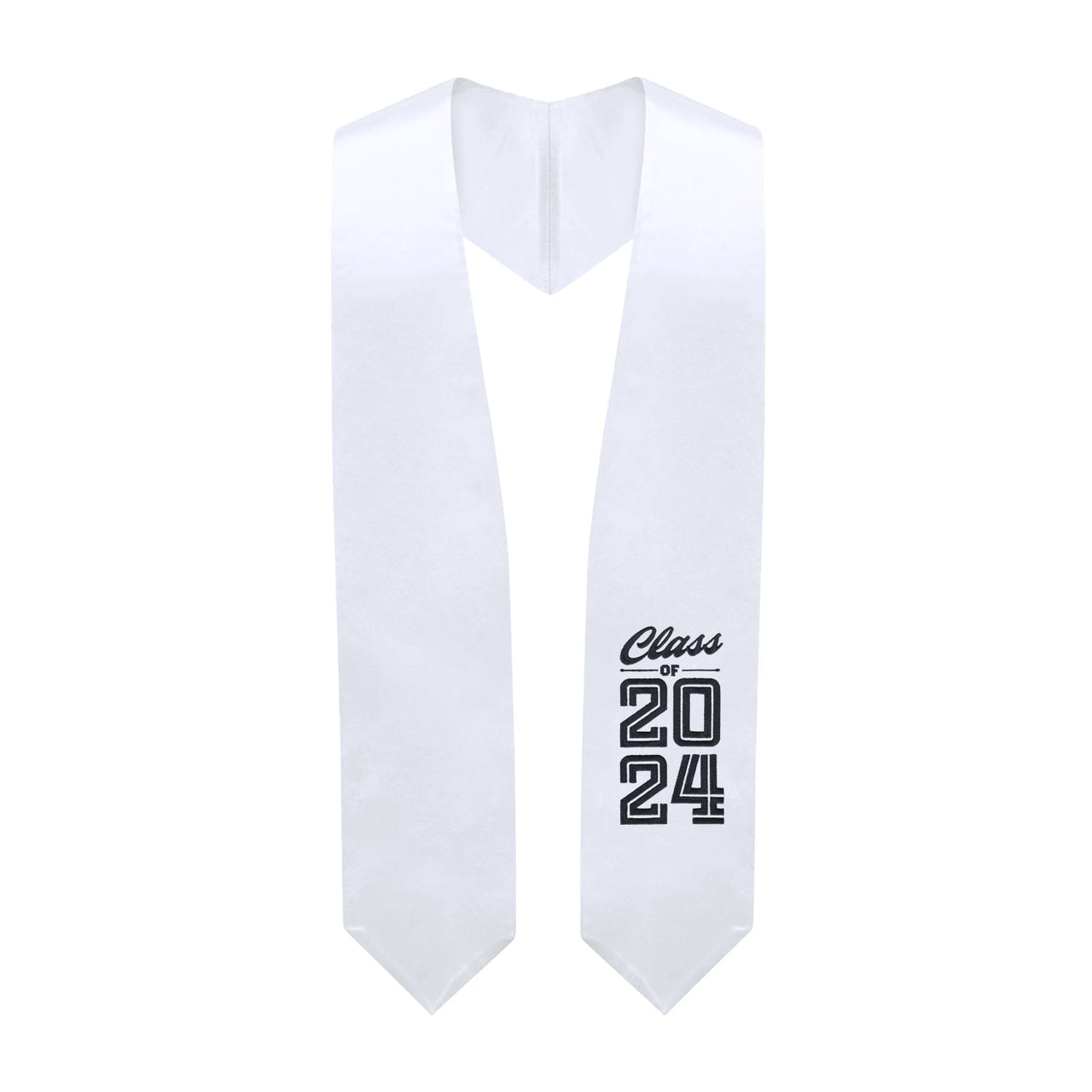 White Class of 2024 Graduation Stole/Sash With Classic Tips - Endea Graduation