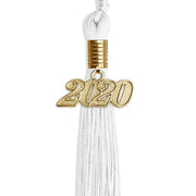 White Graduation Tassel With Gold Date Drop - Endea Graduation