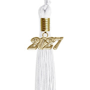 White Graduation Tassel With Gold Date Drop - Endea Graduation