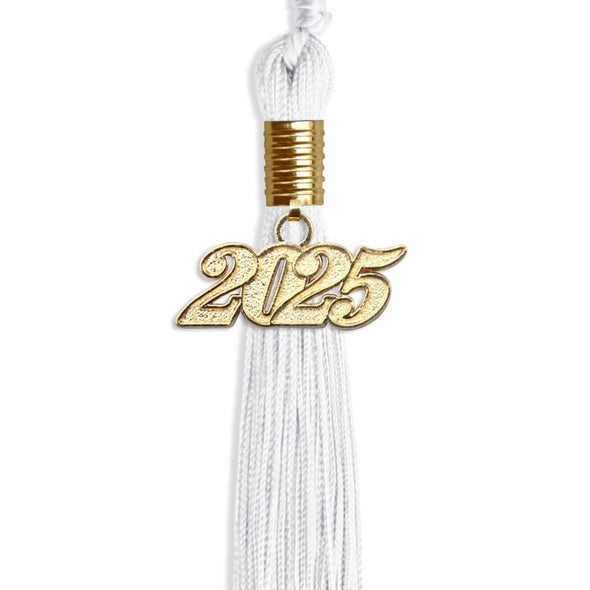 White Graduation Tassel With Gold Date Drop - Endea Graduation