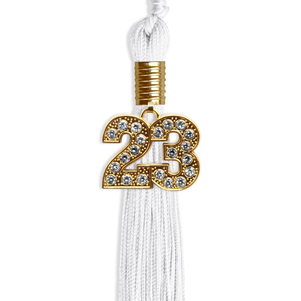 White Graduation Tassel With Gold Date Drop - Endea Graduation