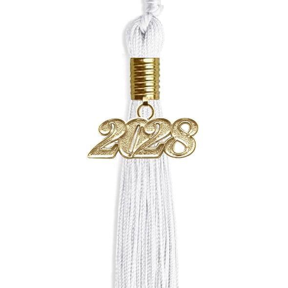 White Graduation Tassel With Gold Date Drop - Endea Graduation