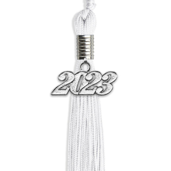 White Graduation Tassel With Silver Date Drop - Endea Graduation