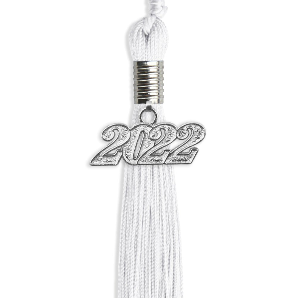 White Graduation Tassel With Silver Date Drop - Endea Graduation