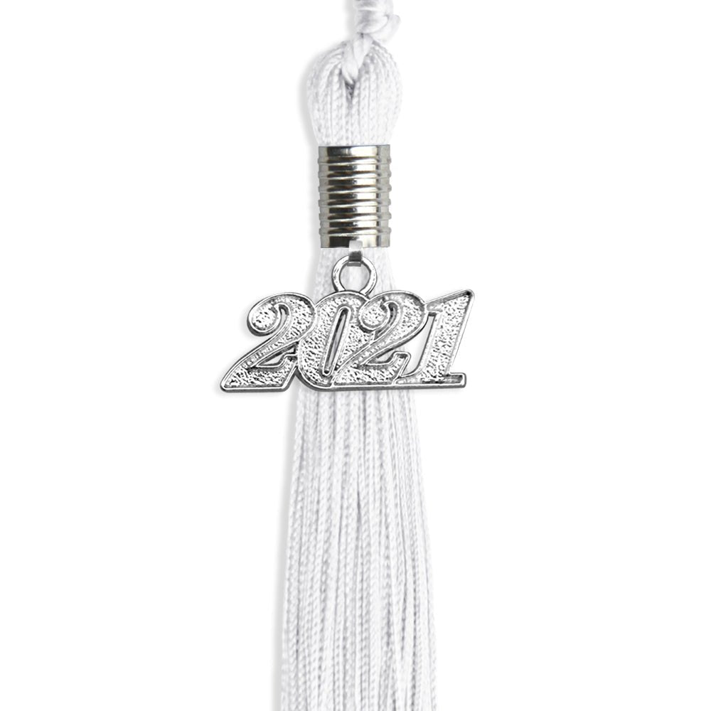 White Graduation Tassel With Silver Date Drop - Endea Graduation