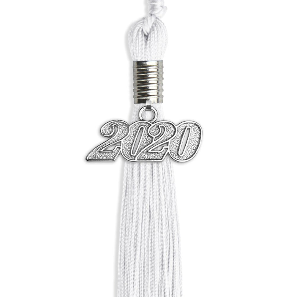 White Graduation Tassel With Silver Date Drop - Endea Graduation