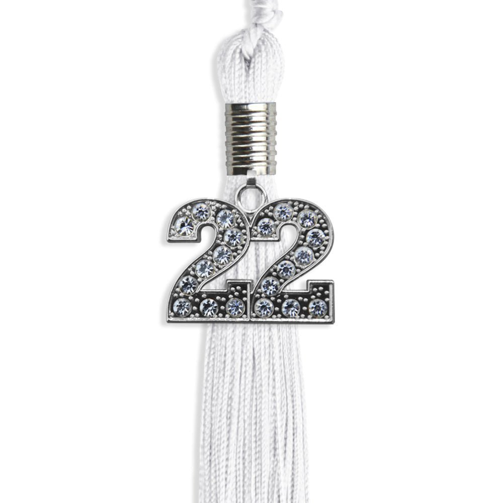 White Graduation Tassel With Silver Date Drop - Endea Graduation