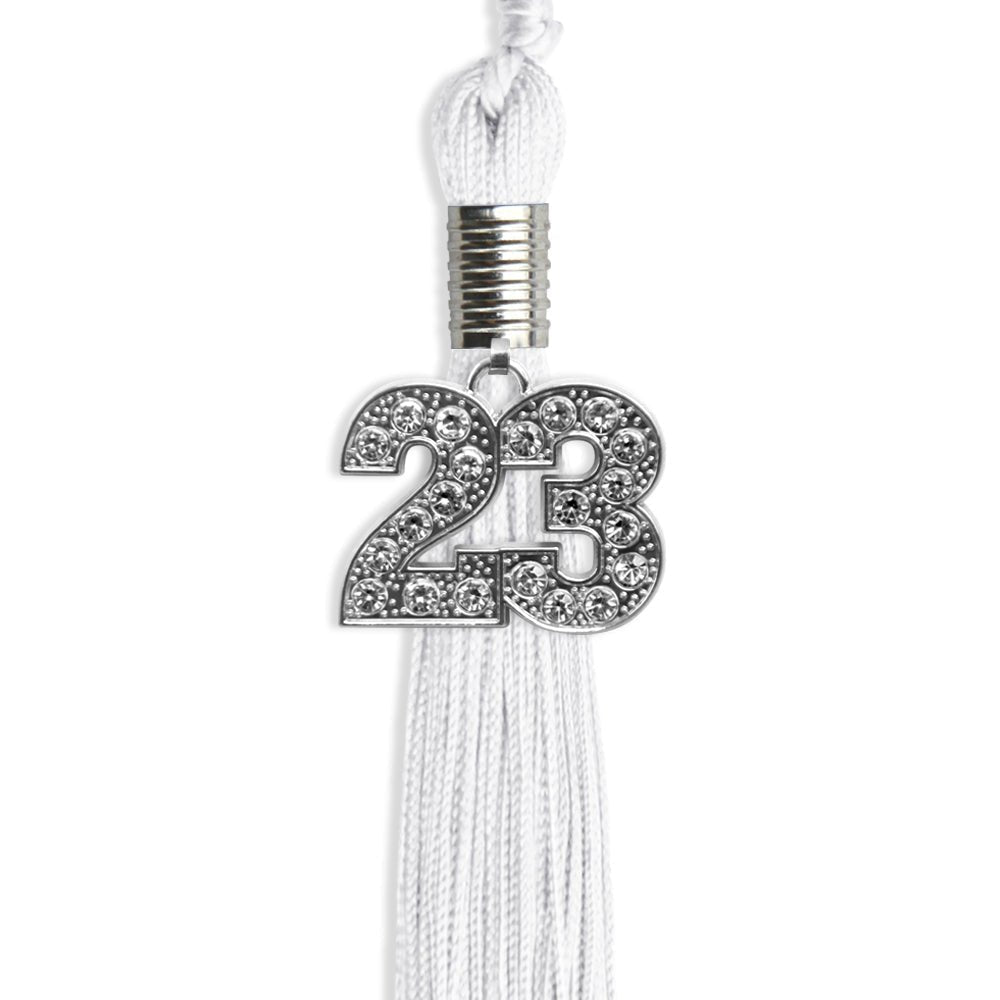 White Graduation Tassel With Silver Date Drop - Endea Graduation