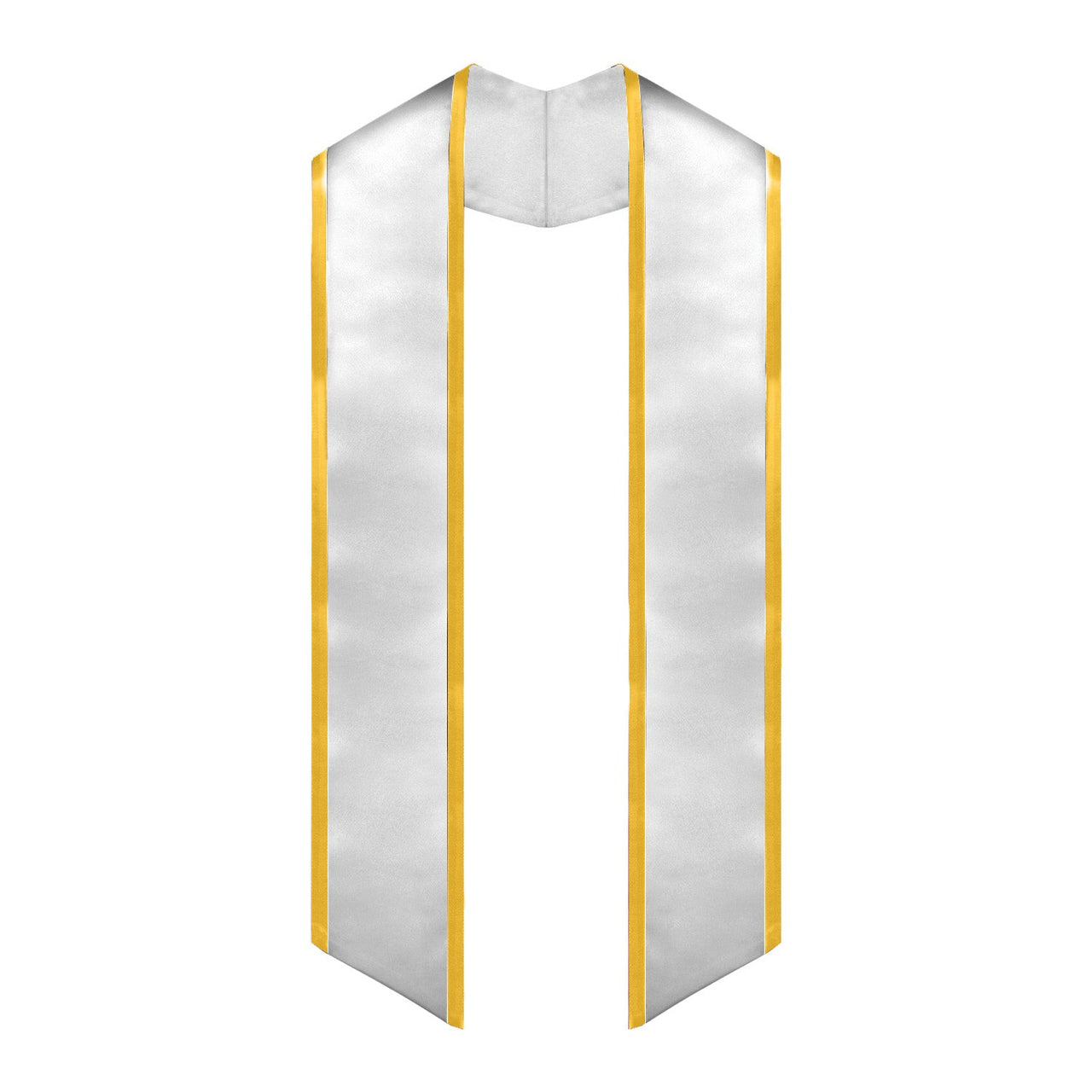 White/Gold Plain Graduation Stole With Trim Color & Angled End - Endea Graduation
